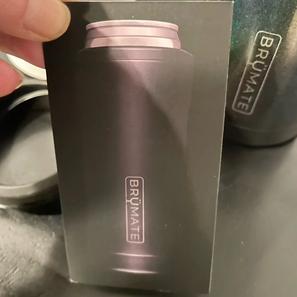 BrüMate Glitter Charcoal Hopsulator 12 oz. NEW! has adapter for bottle or can!